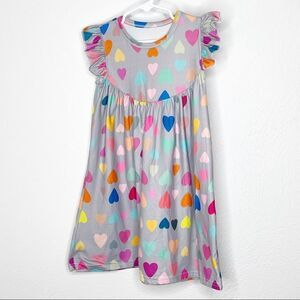 3/$20 Hearts on gray flutter sleeve dress